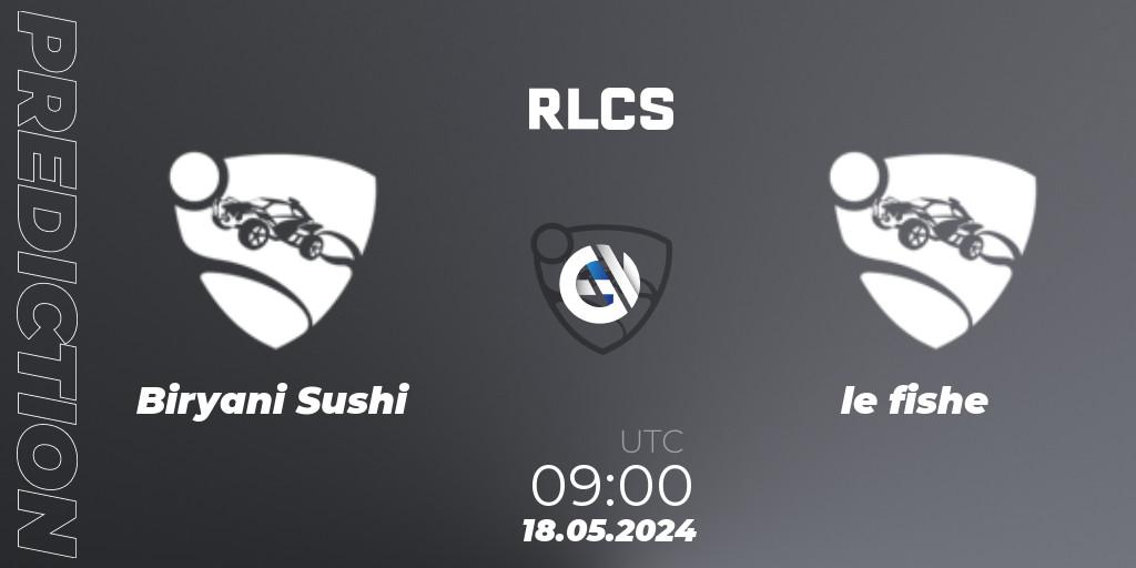 Prognoza Biryani Sushi - le fishe. 18.05.2024 at 09:00, Rocket League, RLCS 2024 - Major 2: APAC Open Qualifier 5