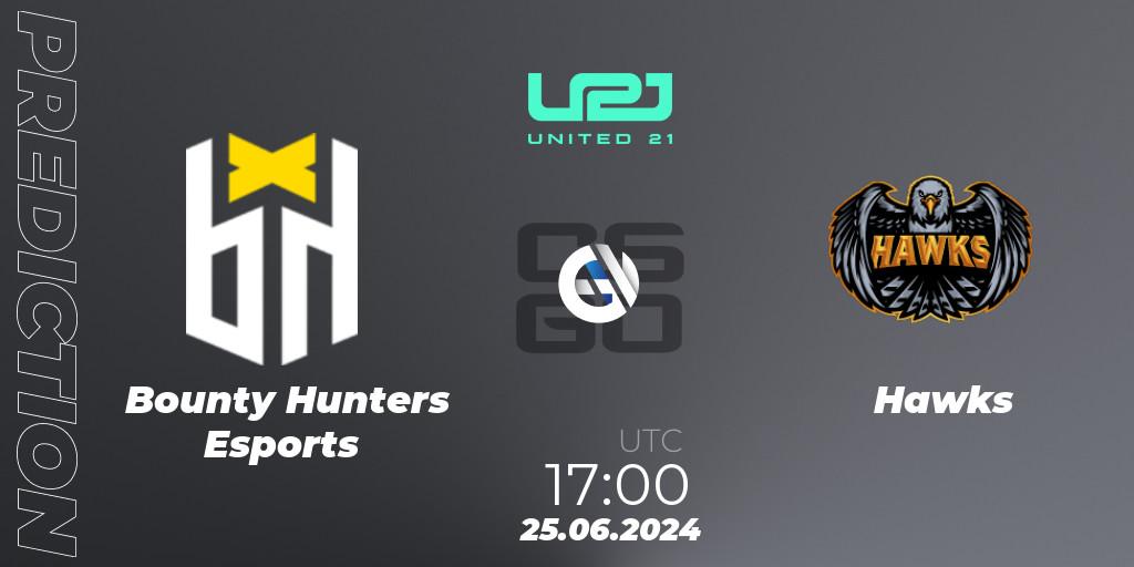 Prognoza Bounty Hunters Esports - Hawks. 25.06.2024 at 17:00, Counter-Strike (CS2), United21 South America Season 1