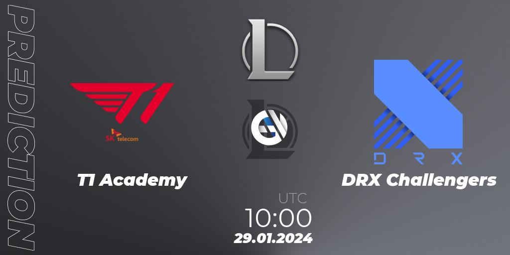 Prognoza T1 Academy - DRX Challengers. 29.01.2024 at 10:00, LoL, LCK Challengers League 2024 Spring - Group Stage