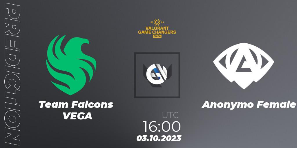 Prognoza Team Falcons VEGA - Anonymo Female. 03.10.2023 at 16:00, VALORANT, VCT 2023: Game Changers EMEA Stage 3 - Playoffs