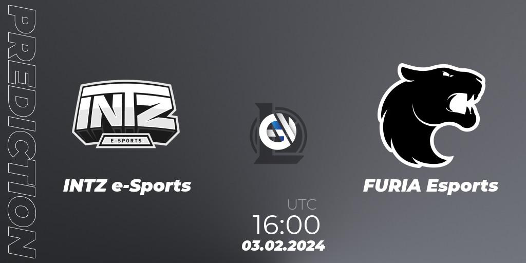 Prognoza INTZ e-Sports - FURIA Esports. 03.02.2024 at 16:00, LoL, CBLOL Split 1 2024 - Group Stage