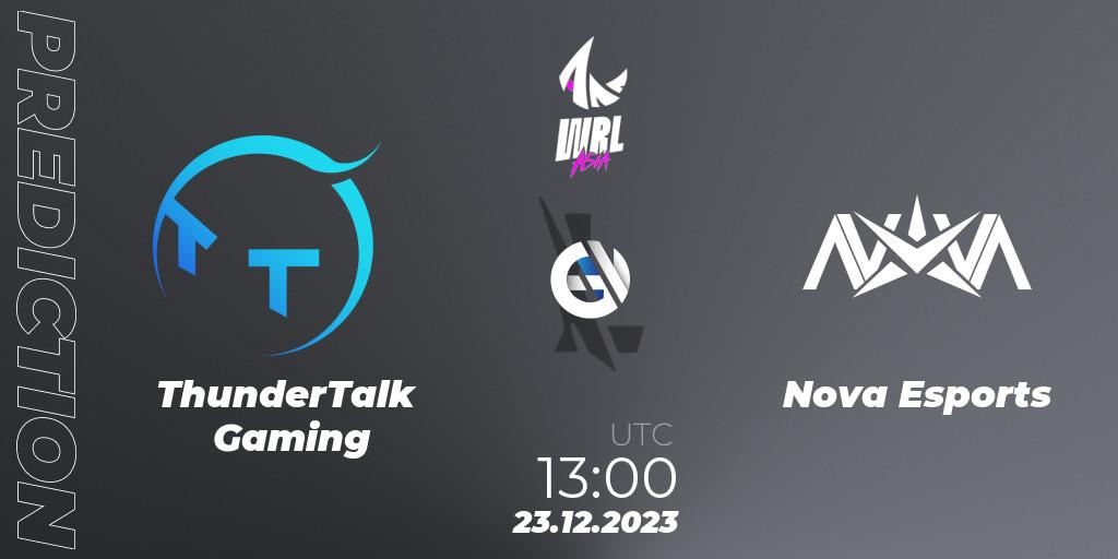 Prognoza ThunderTalk Gaming - Nova Esports. 23.12.2023 at 13:00, Wild Rift, WRL Asia 2023 - Season 2 - Regular Season