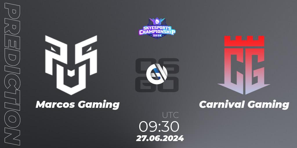 Prognoza Marcos Gaming - Carnival Gaming. 27.06.2024 at 09:30, Counter-Strike (CS2), Skyesports Championship 2024: Indian Qualifier