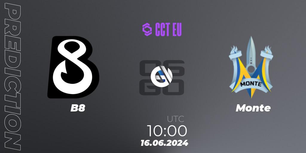 Prognoza B8 - Monte. 16.06.2024 at 10:00, Counter-Strike (CS2), CCT Season 2 Europe Series 5