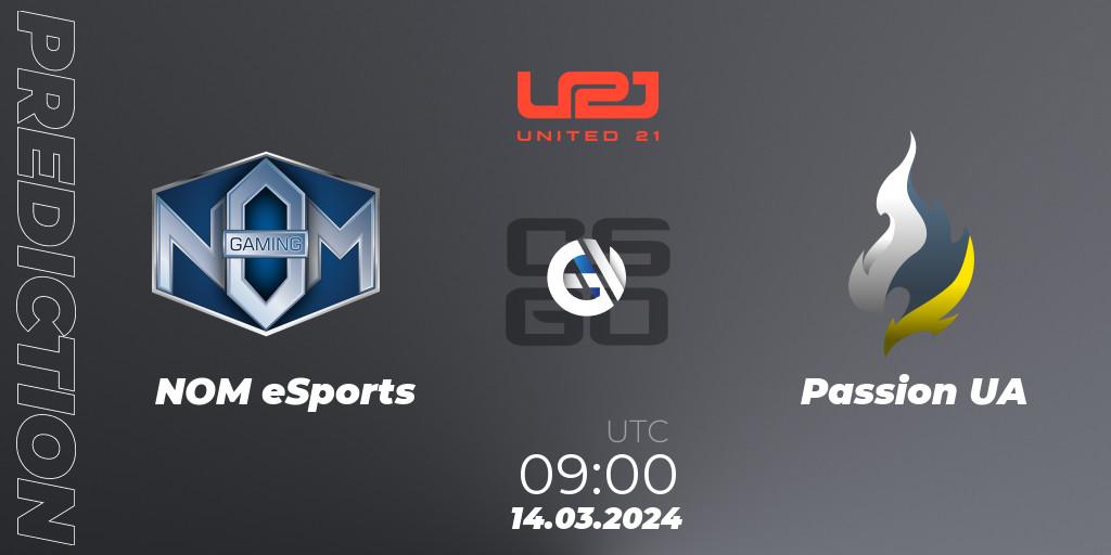 Prognoza NOM eSports - Passion UA. 14.03.2024 at 09:00, Counter-Strike (CS2), United21 Season 13