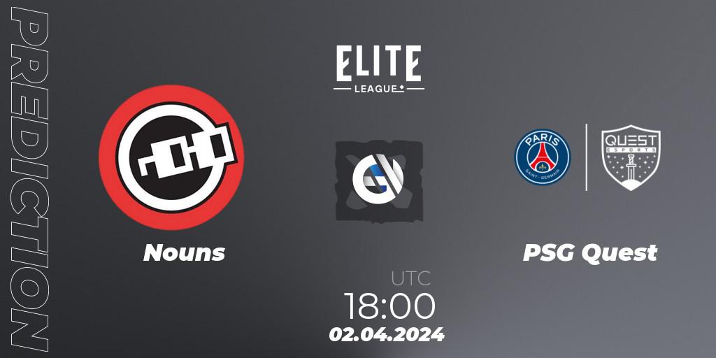Prognoza Nouns - PSG Quest. 02.04.24, Dota 2, Elite League: Swiss Stage