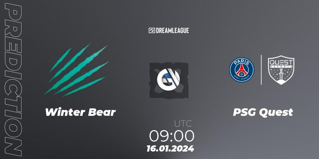Prognoza Winter Bear - PSG Quest. 16.01.24, Dota 2, DreamLeague Season 22: MENA Closed Qualifier