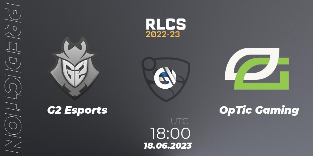 Prognoza G2 Esports - OpTic Gaming. 18.06.2023 at 18:00, Rocket League, RLCS 2022-23 - Spring: North America Regional 3 - Spring Invitational