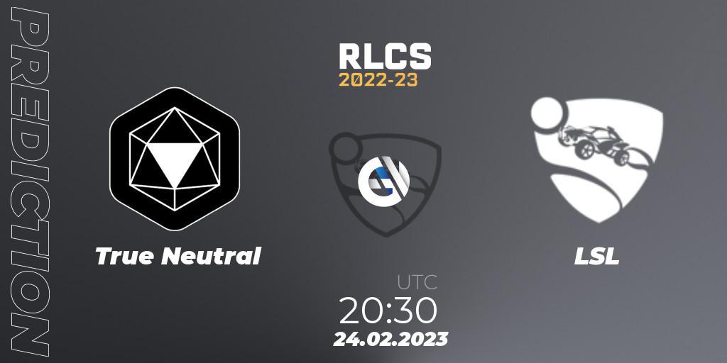 Prognoza True Neutral - LSL. 24.02.2023 at 20:30, Rocket League, RLCS 2022-23 - Winter: South America Regional 3 - Winter Invitational