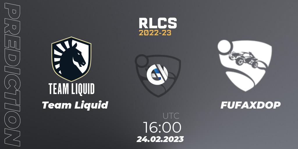 Prognoza Team Liquid - FUFAXDOP. 24.02.2023 at 16:00, Rocket League, RLCS 2022-23 - Winter: Europe Regional 3 - Winter Invitational