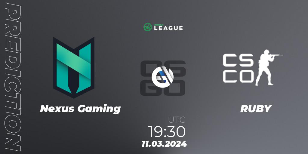 Prognoza Nexus Gaming - RUBY. 11.03.24, CS2 (CS:GO), ESEA Season 48: Advanced Division - Europe