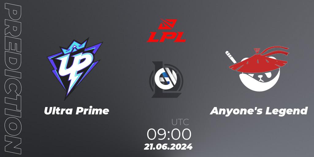 Prognoza Ultra Prime - Anyone's Legend. 21.06.2024 at 09:00, LoL, LPL 2024 Summer - Group Stage