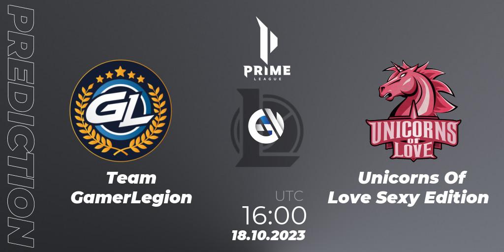 Prognoza Team GamerLegion - Unicorns Of Love Sexy Edition. 18.10.2023 at 18:00, LoL, Prime League Pokal 2023