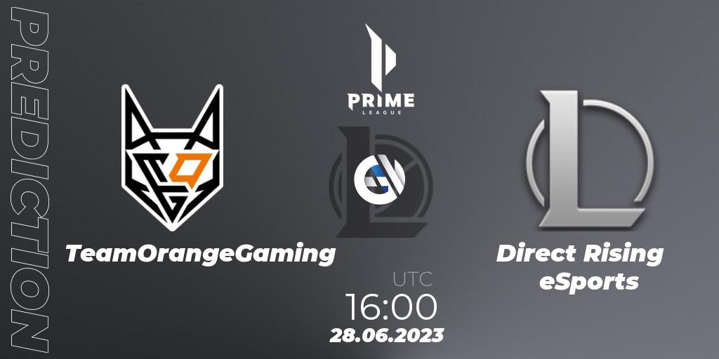 Prognoza TeamOrangeGaming - Direct Rising eSports. 28.06.2023 at 16:00, LoL, Prime League 2nd Division Summer 2023