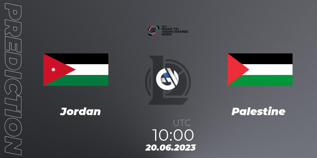 Prognoza Jordan - Palestine. 20.06.2023 at 10:00, LoL, 2022 AESF Road to Asian Games - West Asia