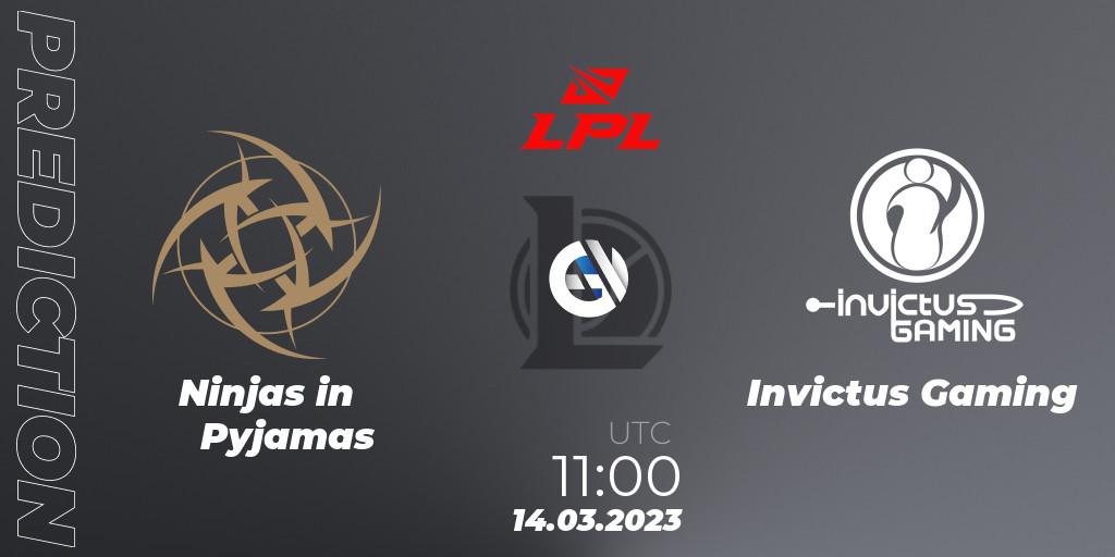 Prognoza Ninjas in Pyjamas - Invictus Gaming. 14.03.2023 at 11:00, LoL, LPL Spring 2023 - Group Stage