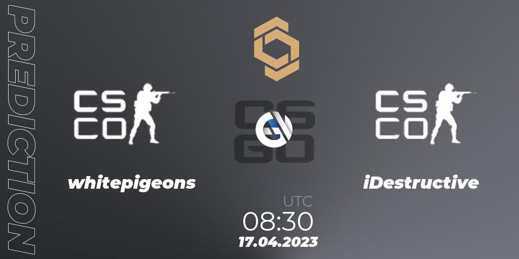 Prognoza whitepigeons - iDestructive. 17.04.2023 at 08:30, Counter-Strike (CS2), CCT South Europe Series #4: Closed Qualifier