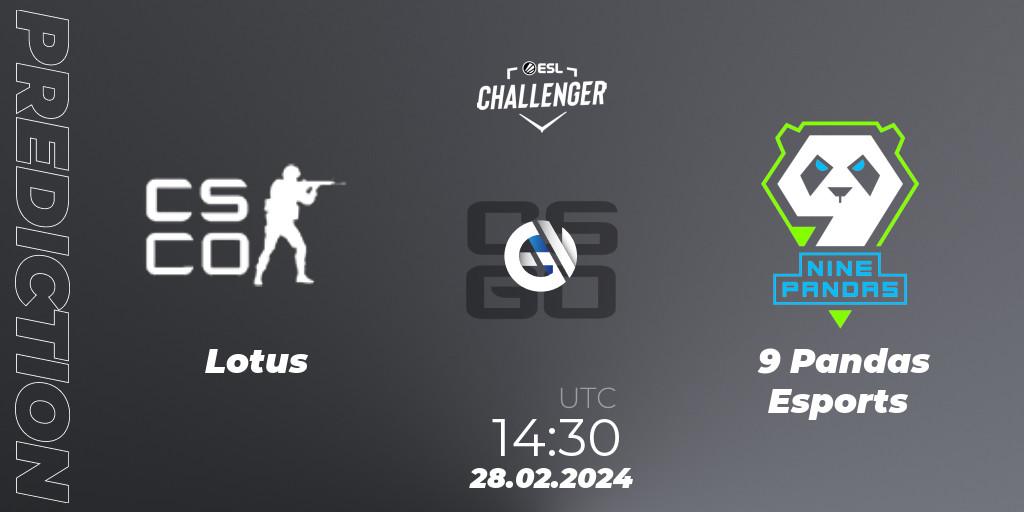 Prognoza Lotus - 9 Pandas Esports. 28.02.24, CS2 (CS:GO), ESL Challenger #56: European Closed Qualifier