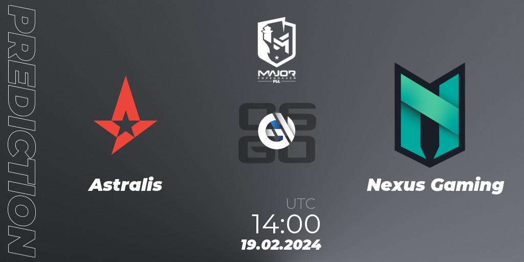 Prognoza Astralis - Nexus Gaming. 19.02.24, CS2 (CS:GO), PGL CS2 Major Copenhagen 2024: European RMR B