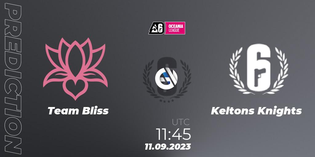 Prognoza Team Bliss - Keltons Knights. 11.09.2023 at 11:45, Rainbow Six, Oceania League 2023 - Stage 2