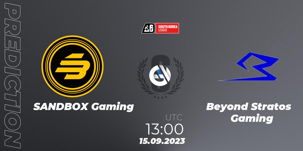 Prognoza SANDBOX Gaming - Beyond Stratos Gaming. 15.09.23, Rainbow Six, South Korea League 2023 - Stage 2