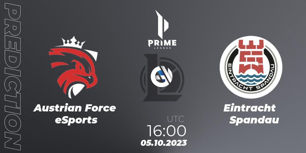 Prognoza Austrian Force eSports - Eintracht Spandau. 05.10.2023 at 16:00, LoL, Prime League Pokal 2023