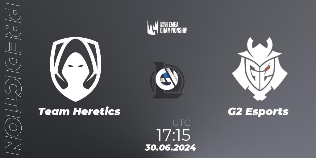 Prognoza Team Heretics - G2 Esports. 30.06.2024 at 17:15, LoL, LEC Summer 2024 - Regular Season