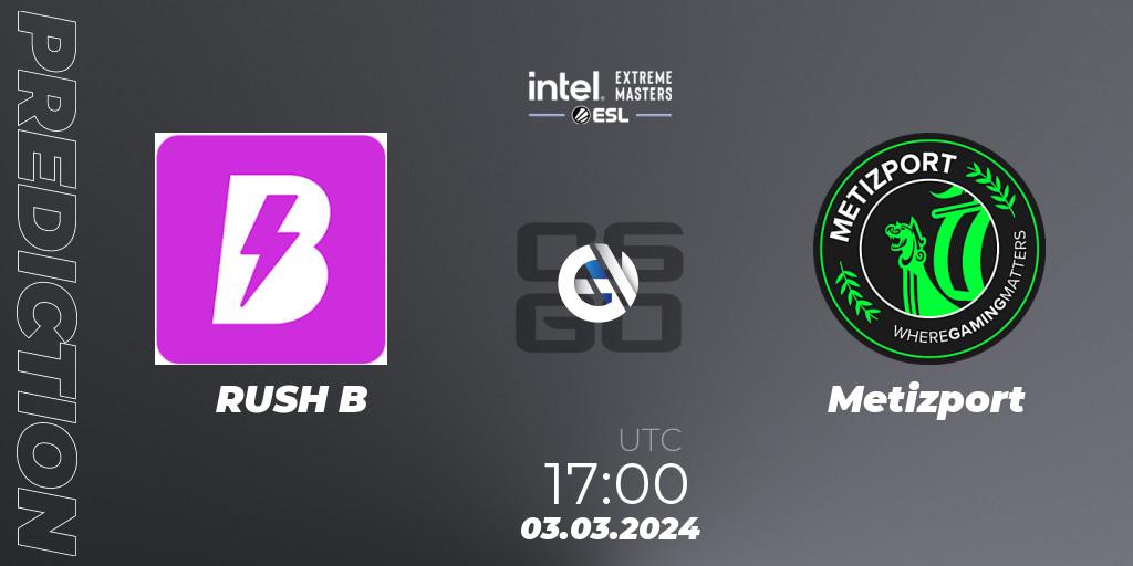 Prognoza RUSH B - Metizport. 03.03.2024 at 17:00, Counter-Strike (CS2), Intel Extreme Masters Dallas 2024: European Open Qualifier #1