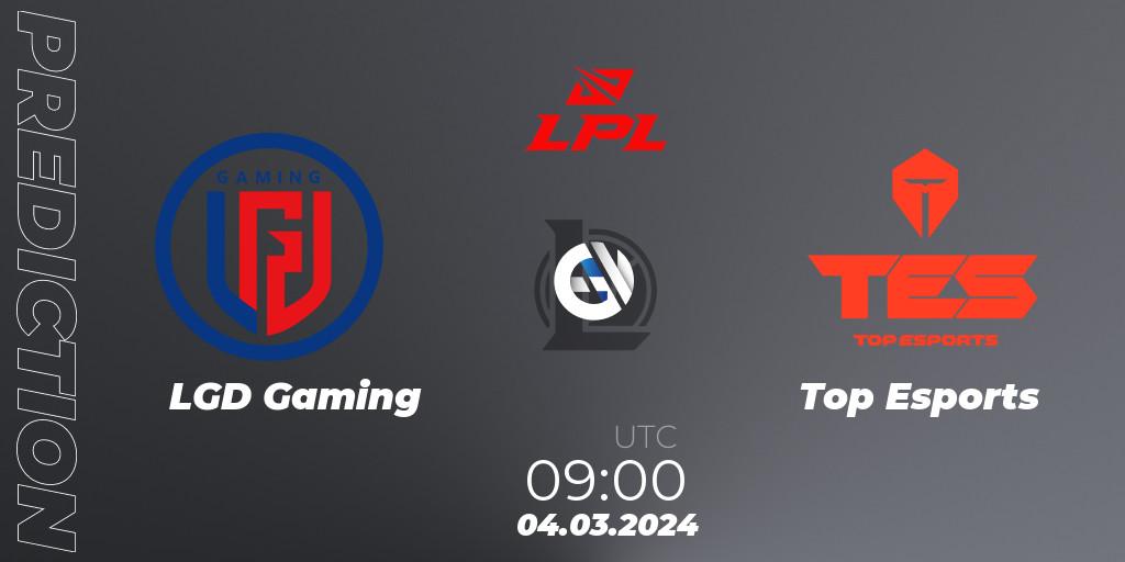 Prognoza LGD Gaming - Top Esports. 04.03.2024 at 09:00, LoL, LPL Spring 2024 - Group Stage