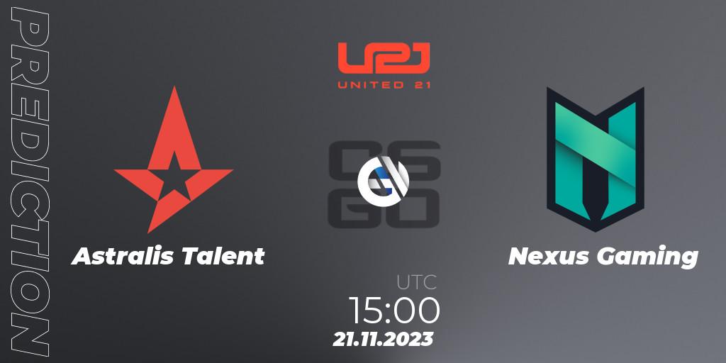 Prognoza Astralis Talent - Nexus Gaming. 21.11.2023 at 16:00, Counter-Strike (CS2), United21 Season 8