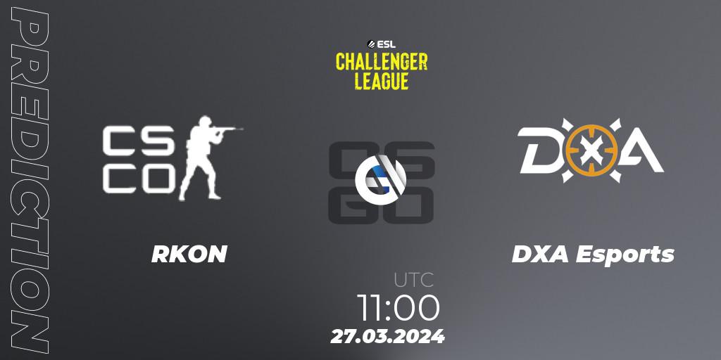 Prognoza RKON - DXA Esports. 27.03.2024 at 11:00, Counter-Strike (CS2), ESL Challenger League Season 47: Oceania