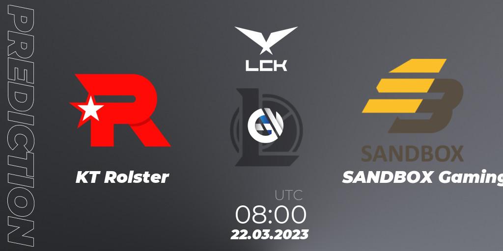 Prognoza KT Rolster - SANDBOX Gaming. 22.03.23, LoL, LCK Spring 2023 - Playoffs