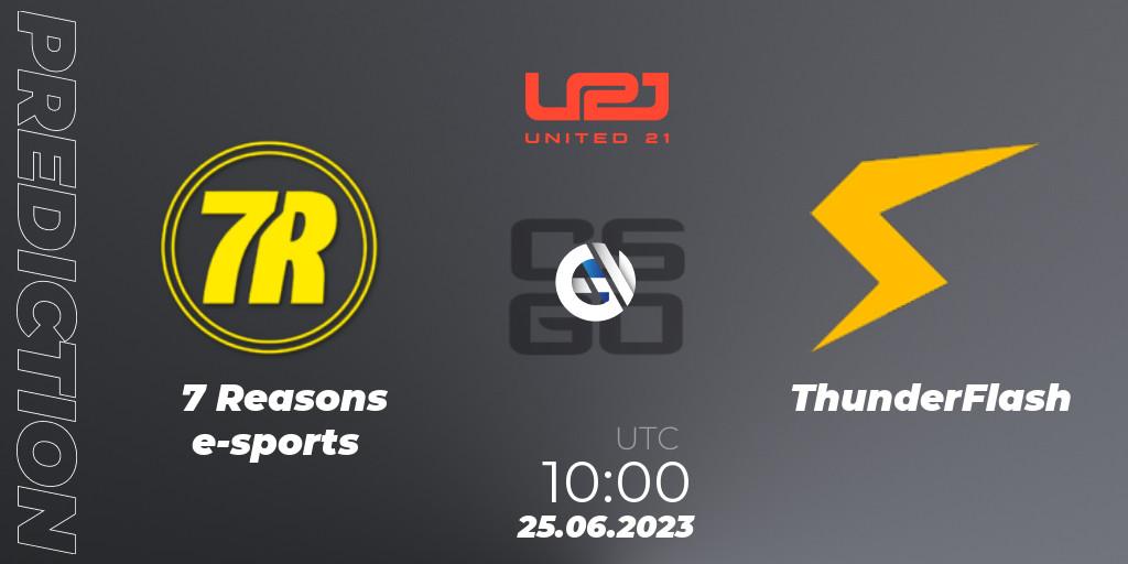 Prognoza 7 Reasons e-sports - ThunderFlash. 25.06.2023 at 11:00, Counter-Strike (CS2), United21 Season 3