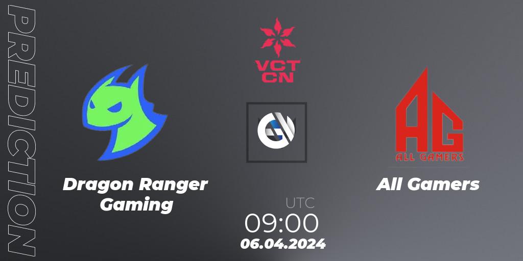 Prognoza Dragon Ranger Gaming - All Gamers. 06.04.24, VALORANT, VALORANT Champions Tour China 2024: Stage 1 - Group Stage