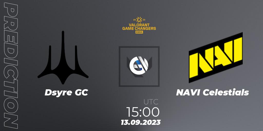 Prognoza Dsyre GC - NAVI Celestials. 13.09.2023 at 15:00, VALORANT, VCT 2023: Game Changers EMEA Stage 3 - Group Stage
