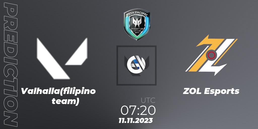 Prognoza Valhalla(filipino team) - ZOL Esports. 11.11.2023 at 12:00, VALORANT, Predator League Philippines 2024