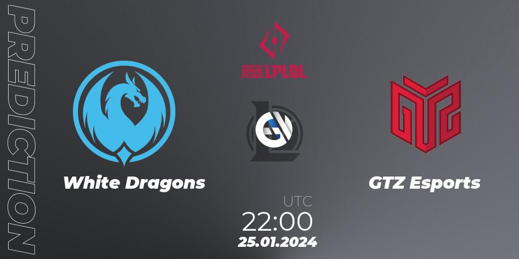 Prognoza White Dragons - GTZ Esports. 25.01.2024 at 22:00, LoL, LPLOL Split 1 2024