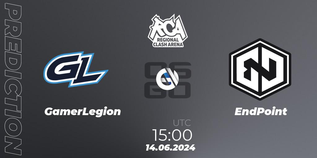 Prognoza GamerLegion - EndPoint. 14.06.2024 at 15:00, Counter-Strike (CS2), Regional Clash Arena Europe