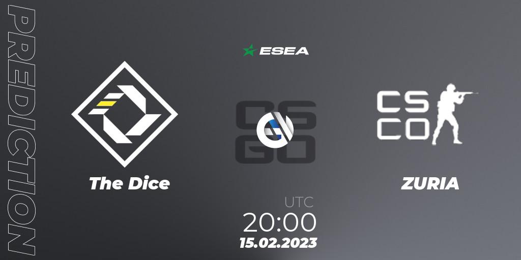 Prognoza The Dice - ZURIA. 15.02.2023 at 20:00, Counter-Strike (CS2), ESEA Season 44: Advanced Division - Europe