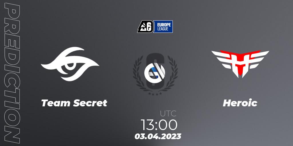 Prognoza Team Secret - Heroic. 03.04.23, Rainbow Six, Europe League 2023 - Stage 1