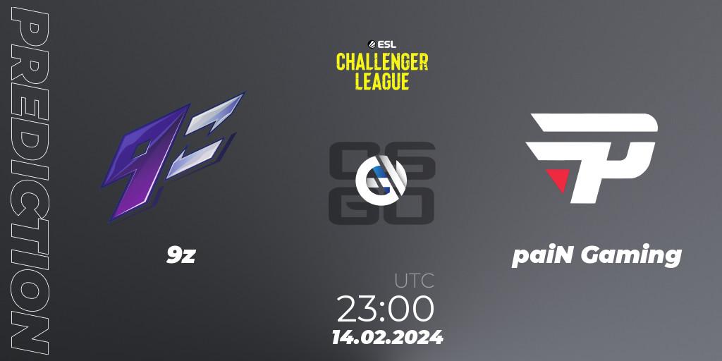 Prognoza 9z - paiN Gaming. 14.02.2024 at 23:00, Counter-Strike (CS2), ESL Challenger League Season 47: South America