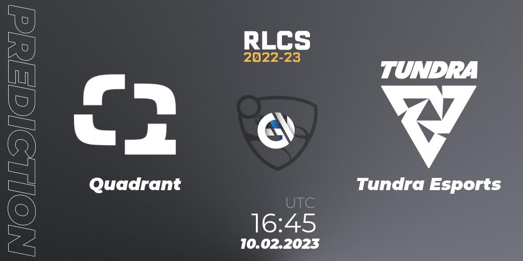 Prognoza Quadrant - Tundra Esports. 10.02.2023 at 16:45, Rocket League, RLCS 2022-23 - Winter: Europe Regional 2 - Winter Cup