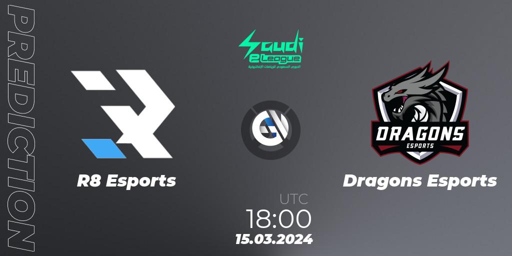 Prognoza R8 Esports - Dragons Esports. 15.03.2024 at 18:30, Overwatch, Saudi eLeague 2024 - Major 1 / Phase 2