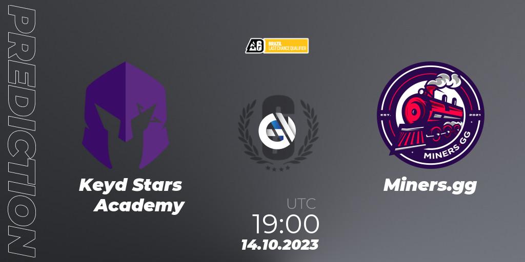 Prognoza Keyd Stars Academy - Miners.gg. 14.10.2023 at 19:00, Rainbow Six, Brazil League 2023 - Stage 2 - Last Chance Qualifiers