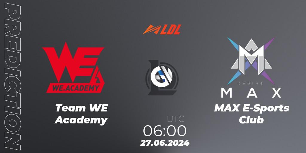 Prognoza Team WE Academy - MAX E-Sports Club. 27.06.2024 at 06:00, LoL, LDL 2024 - Stage 3