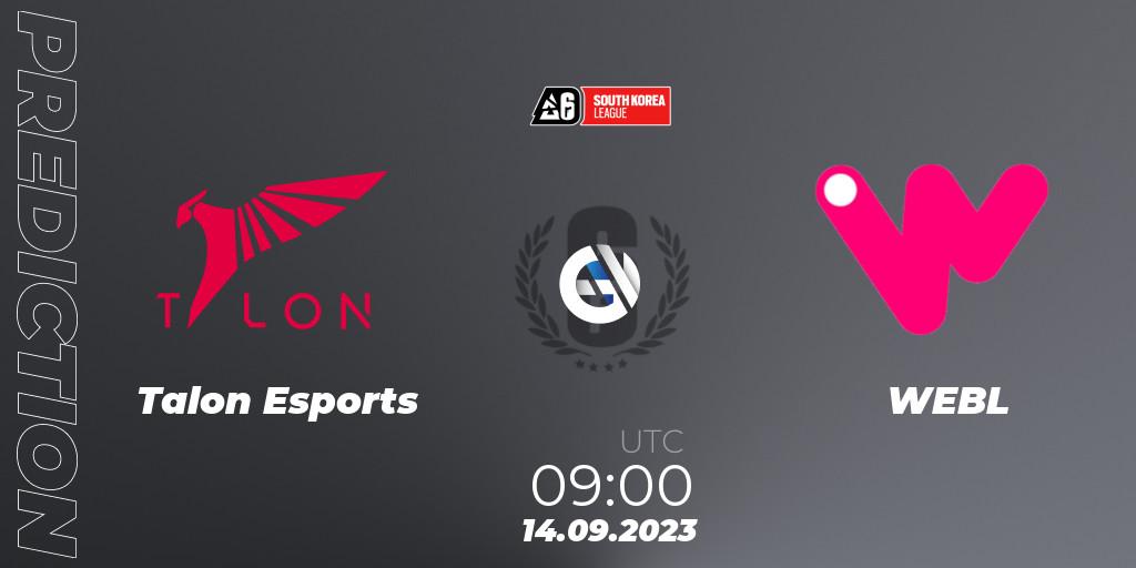 Prognoza Talon Esports - WEBL. 14.09.23, Rainbow Six, South Korea League 2023 - Stage 2