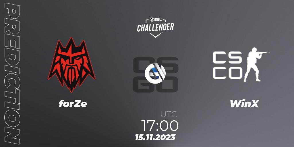 Prognoza forZe - WinX. 15.11.2023 at 17:00, Counter-Strike (CS2), ESL Challenger at DreamHack Atlanta 2023: European Open Qualifier