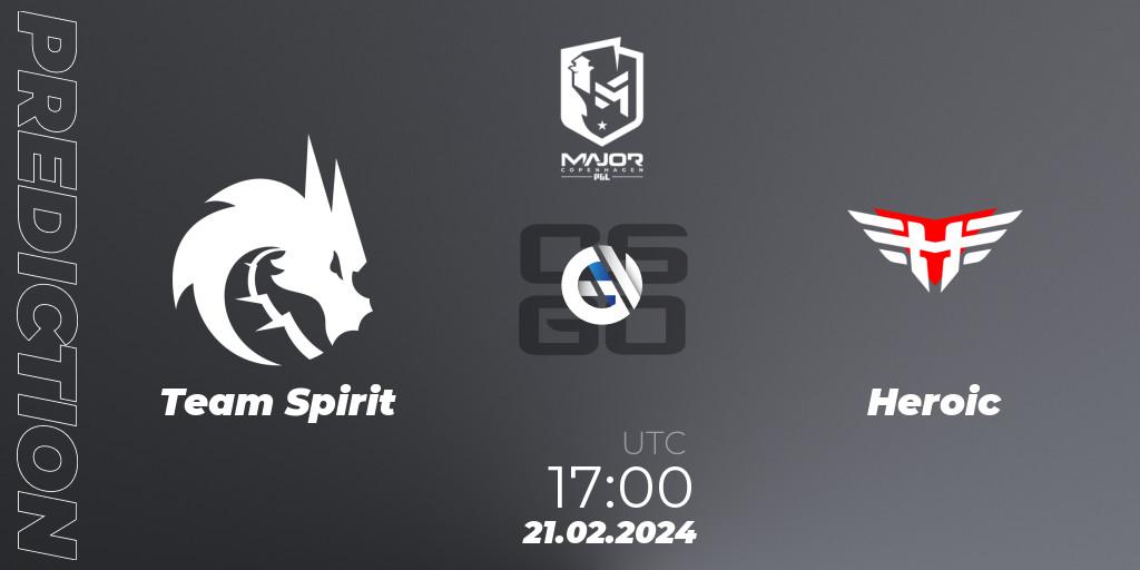 Prognoza Team Spirit - Heroic. 21.02.24, CS2 (CS:GO), PGL CS2 Major Copenhagen 2024: European RMR B