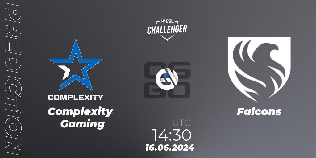 Prognoza Complexity Gaming - Falcons. 16.06.2024 at 14:00, Counter-Strike (CS2), ESL Challenger Jönköping 2024