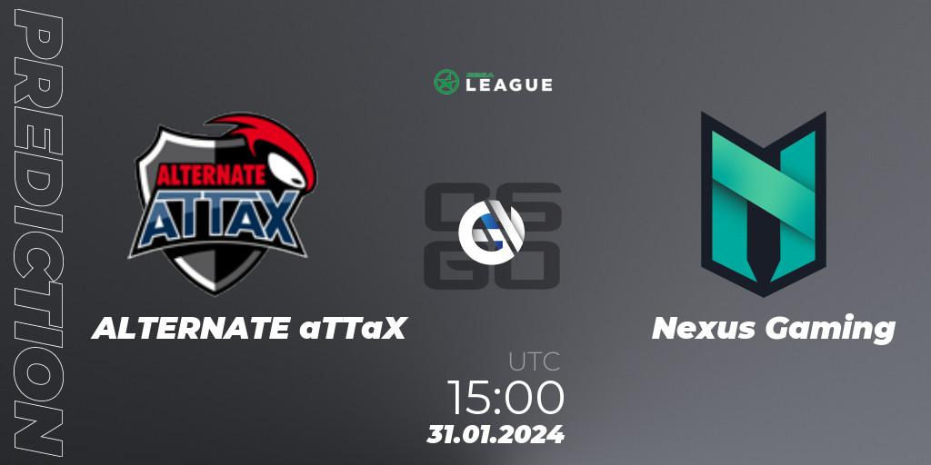 Prognoza ALTERNATE aTTaX - Nexus Gaming. 31.01.2024 at 15:00, Counter-Strike (CS2), ESEA Season 48: Advanced Division - Europe